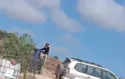 Thumbnail preview image for the video titled: Settler from a new illegal outpost sent by Israeli authorities attacked Shakara Community near Duma
