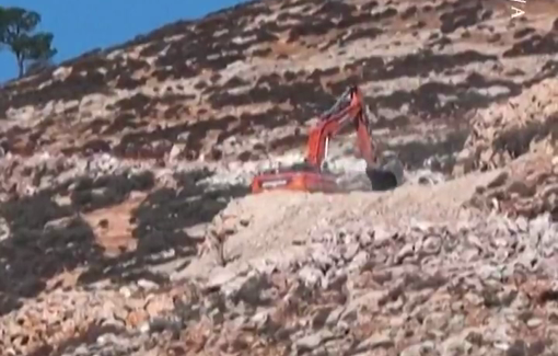 Thumbnail preview image for the video titled: Israely excavators and bulldozers uproot hundreds of olive trees in Mugghayyir
