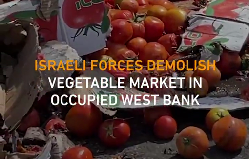Thumbnail preview image for the video titled: Israeli forces demolished the market of Beita town, south of Nablus