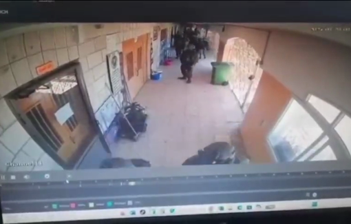 Thumbnail preview image for the video titled: Israeli occupation forces stormed Al-Rashidin School in Al-Khalil / Hebron