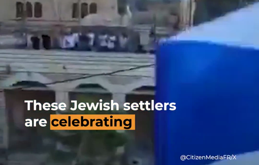 Thumbnail preview image for the video titled: Jewish settlers seized a Palestinian home at Hebron’s Old City entrance, raising Israeli flags and celebrating on the rooftop