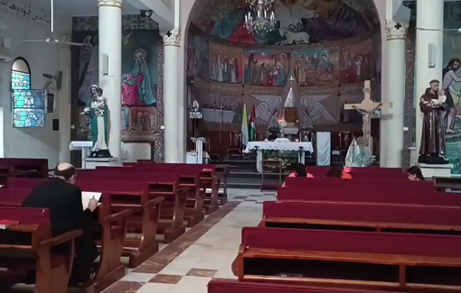 Thumbnail preview image for the video titled: Israeli strike 400 meters from the Holy Family Church