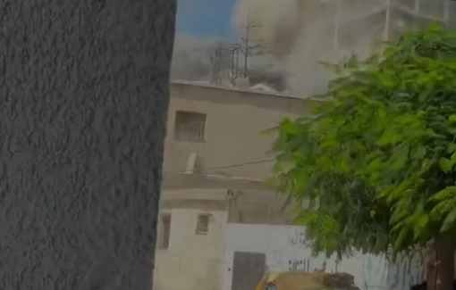 Thumbnail preview image for the video titled: Israeli bombing and destruction of Al-Sousi Tower