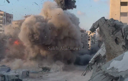 Thumbnail preview image for the video titled: Israel bombs Al-Roya residential building in Gaza City