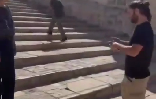 Thumbnail preview image for the video titled: Israelis desecrate and propose at Al-Aqsa mosque