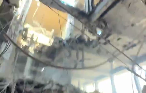 Thumbnail preview image for the video titled: Fire and extensive destruction following Israeli bombing of Abu Asi school