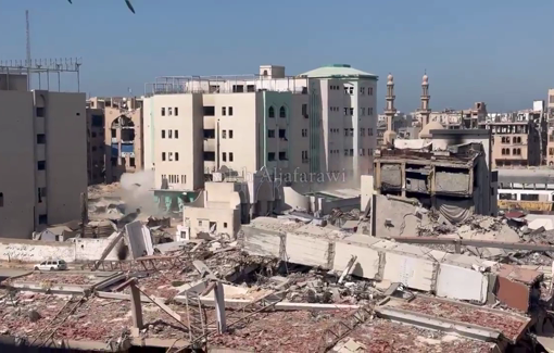 Thumbnail preview image for the video titled: Israel drops 3 bombs on a shelter at the Islamic University of Gaza