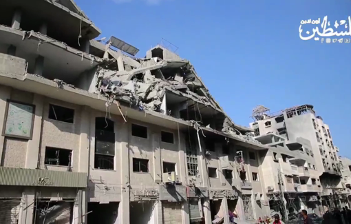 Thumbnail preview image for the video titled: Aftermath of Israeli bombing of the Shurrab residential building in Gaza City