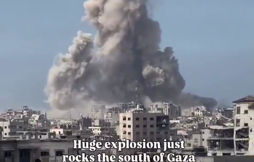 Thumbnail preview image for the video titled: Large explosions from Israeli detonations in Gaza City