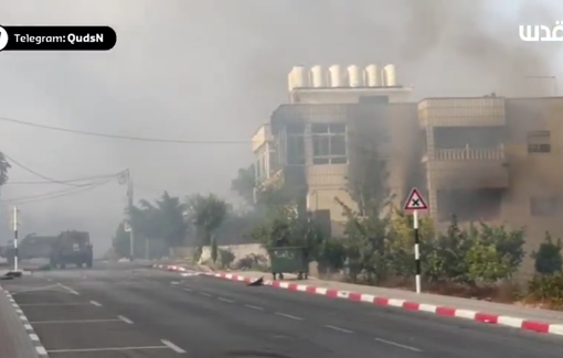 Thumbnail preview image for the video titled: A house caught fire after being targeted with shoulder-fired missiles by Israeli special forces in Surda