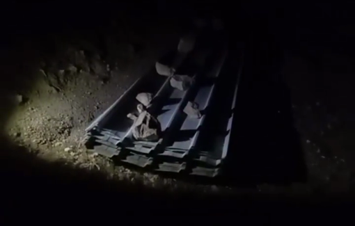 Thumbnail preview image for the video titled: In Ras al-Auja, settlers use materials from Palestinian homes they forced families to leave to grow settlements.