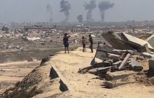 Thumbnail preview image for the video titled: Israel firebelt bombs Gaza City