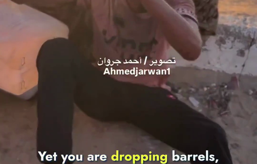 Thumbnail preview image for the video titled: Displaced man distraught by the amount of humiliation the people have to endure