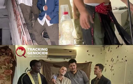 Thumbnail preview image for the video titled: Israeli soldiers wear clothes of women and men they killed or expelled from their homes