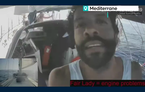 Thumbnail preview image for the video titled: The Israeli navy intercepted the Fair Lady vessel of the Global Sumud Flotilla on October 2