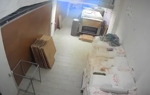 Thumbnail preview image for the video titled: Israeli soldiers brutally beaten a Palestinian man while he was working in a bakery south of Dur