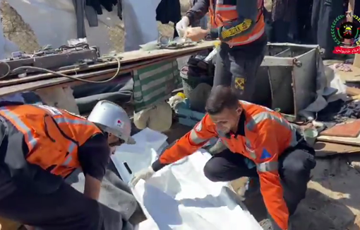 Thumbnail preview image for the video titled: Civil Defense retrieve the bodies of 5 Palestinians killed by Israel in the "humanitarian zone"