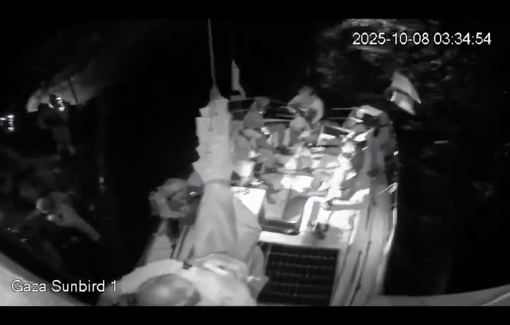 Thumbnail preview image for the video titled: Israeli Navy intercepted the Sunbirds of the humanitarian Freedom Flotilla Coalition in international waters