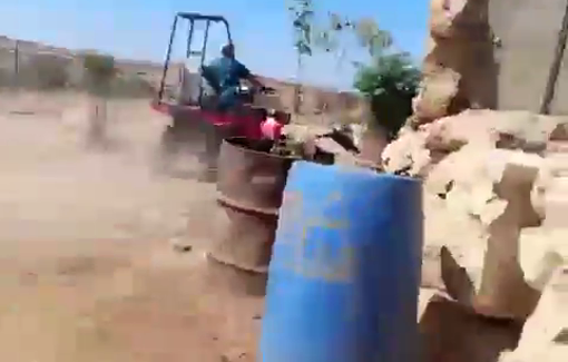 Thumbnail preview image for the video titled: Israeli settlers in ATV trying to run over children in Masafer Yatta