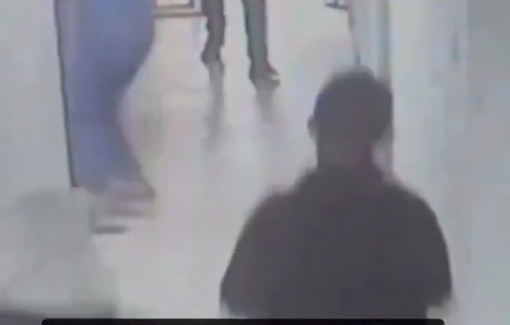 Thumbnail preview image for the video titled: The moment nurse Marwan Abdeen was shot by an Israeli drone while on duty inside Nasser hospital