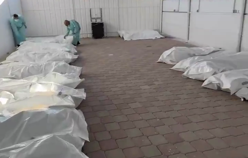 Thumbnail preview image for the video titled: Second consecutive transfer of 45 Palestinian bodies handed over to the Ministry of Health in Khan Younis