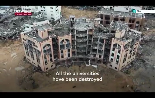 Thumbnail preview image for the video titled: Israel destroyed all Gaza schools and universities