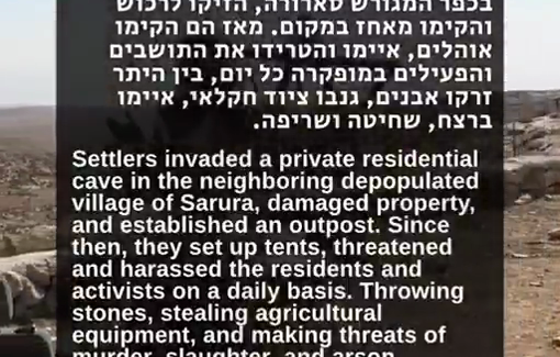 Thumbnail preview image for the video titled: In the village of Al-Mufaqara, settlers invaded a private residential cave in Sarora area