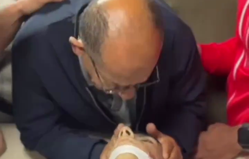 Thumbnail preview image for the video titled: Father of teen Yamen Samid Hammad bids farewell after he was killed by Israeli soldiers