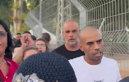 Thumbnail preview image for the video titled: Footage of the assault on the Israeli Channel 13 news team at a Right to Rape event