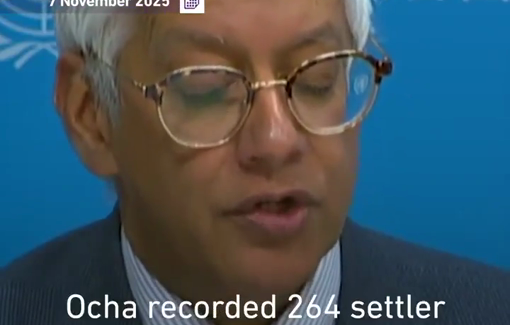 Thumbnail preview image for the video titled: The UN record 264 Israeli settler attacks in West Bank in October, the highest monthly figure ever recorded