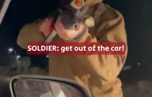 Thumbnail preview image for the video titled: Settlers from the Havat Maon outpost, disguised in Israeli military uniforms, abdcted the activists on a public road