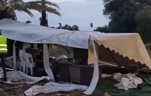 Thumbnail preview image for the video titled: Israeli police demolished the tent of the martyr Izz al-Din al-Qassam's grave north of Haifa