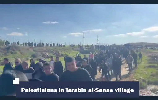 Thumbnail preview image for the video titled: Palestinians in Tarabin al-Sanae village confront Israeli Minister of National Security Itamar Ben-Gvir