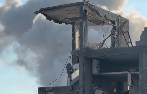 Thumbnail preview image for the video titled: Israeli army blowing up a UNRWA school in Jabalia Camp