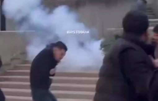 Thumbnail preview image for the video titled: Israeli forces fired sound bombs and tear gas at students during a raid on Birzeit University