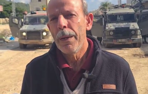Thumbnail preview image for the video titled: Interview with a Palestinian man displaced from Nur Shams Camp, near Tulkarem