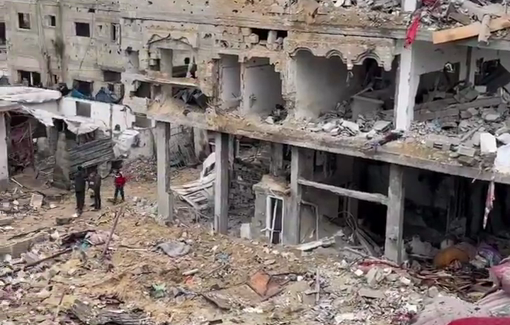 Thumbnail preview image for the video titled: Aftermath of an Israeli airstrike on a building in Al-Bureij Camp in central Gaza