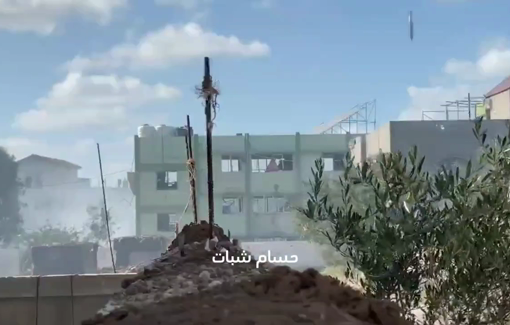 Thumbnail preview image for the video titled: Violent IDF airstrikes on Ghazi Al-Shawa school