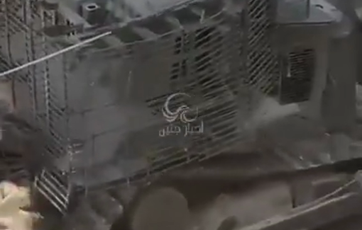 Thumbnail preview image for the video titled: Israeli D9 bulldozer destroying roads and infrastructure in Jenin City