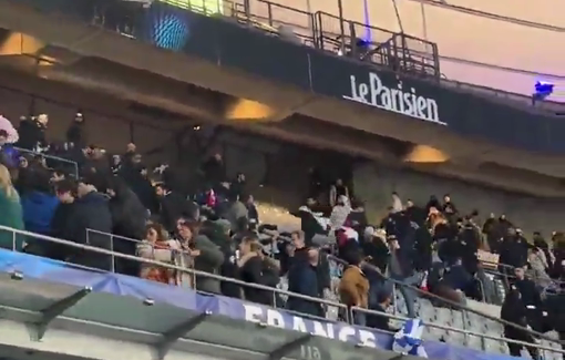 Thumbnail preview image for the video titled: French-Israeli hooligans attack French football fans during Israel-France match in Paris