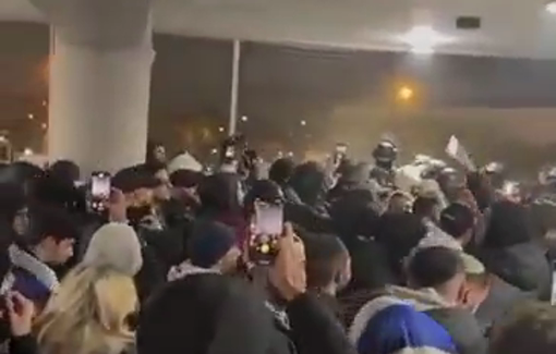 Thumbnail preview image for the video titled: Masked Israeli hooligans chanting hate slurs around the French-Israeli match